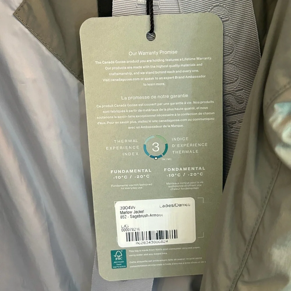 Canada Goose Women's Marlow Parka Puffer Jacket, Sagebrush, L, NWT - Picture 9 of 16